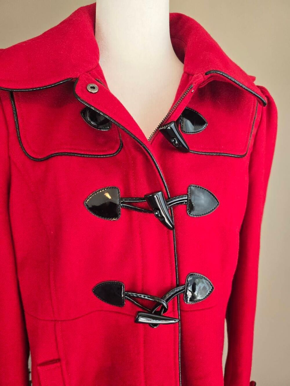 Guess Pea Coat Red Sz XL Wool blend - Picture 3 of 11
